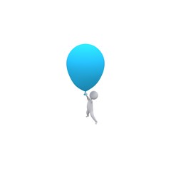 Person Flying With Blue Balloon