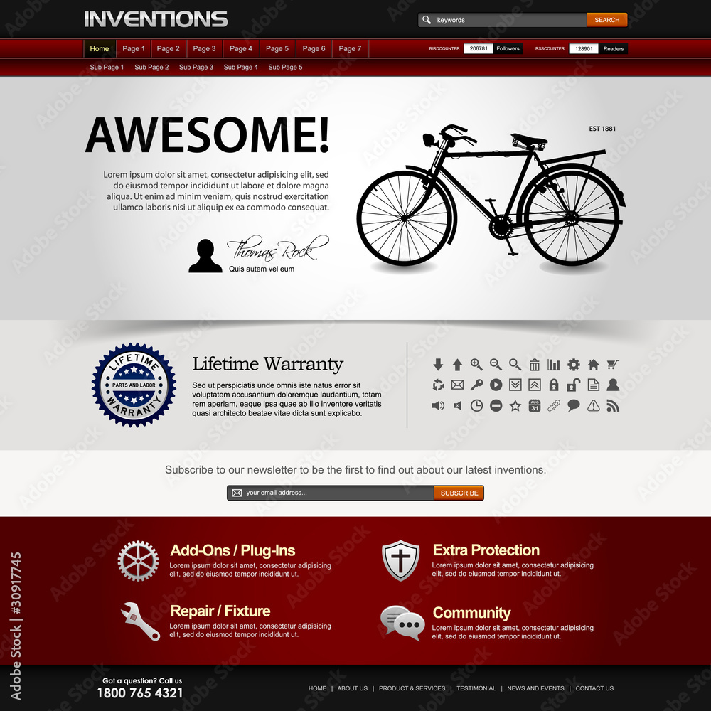 Wall mural web design website elements dark template