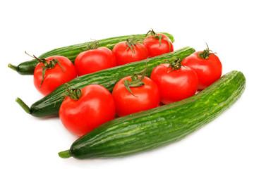 Fototapeta na wymiar Tomatoes and cucumbers
