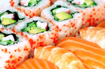 California maki and sushi close up