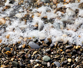 Sea pebbles and water