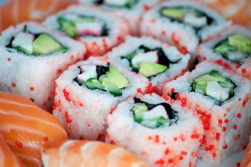 California maki and sushi close up