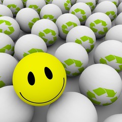 Yellow smile, recycle concept.