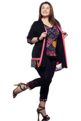 Fototapeta premium large build caucasian woman spring summer fashion