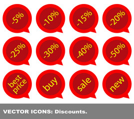 Vector icons discounts