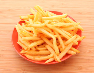 fried potatoes on the plate  on white background
