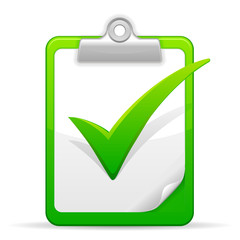 Clipboard with green Check Mark