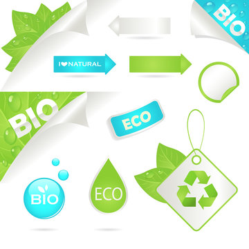 ecology labels and bio icons