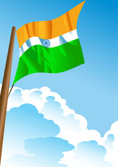 Indian national flag flying over in the sky