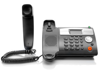black telephone isolated on white background