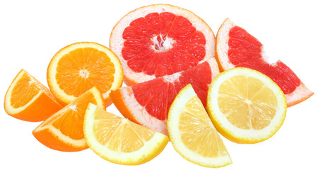Orange, lemon and grapefruit