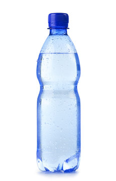 Polycarbonate plastic bottle of mineral water isolated on white