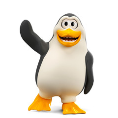 penguin happy waving