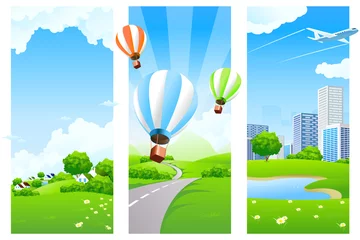Peel and stick wall murals Aircraft, balloon Nature banners