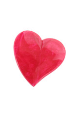 Solitary red heart isolated on white background