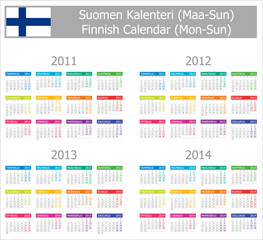 2011-2014 Type-1 Finnish Calendar Mon-Sun