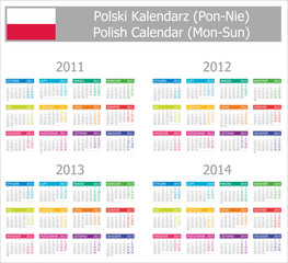 2011-2014 Type-1 Polish Calendar Mon-Sun