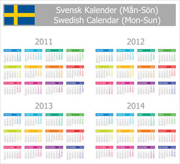 2011-2014 Type-1 Swedish Calendar Mon-Sun