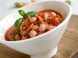 chilli with bean and minced meat.