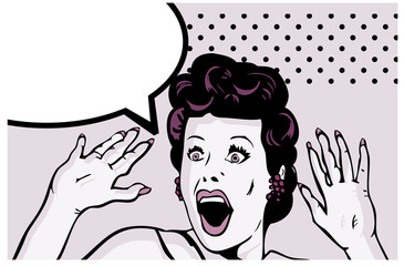 Comic Love Vector illustration of surprised woman face