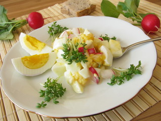 Eiersalat mit Radieschen und Kresse