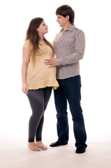 A pregnant woman with a happy husband