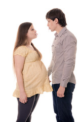 A pregnant woman with a happy husband