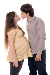 A pregnant woman with a happy husband