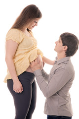 A pregnant woman with a happy husband