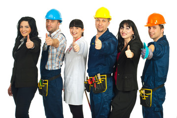 Obraz premium Six different people careers give thumbs