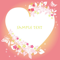 ピンクの花とハート