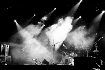 Stage In Lights - Black and White - obrazy, fototapety, plakaty