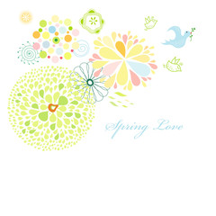 Spring postcard with birds
