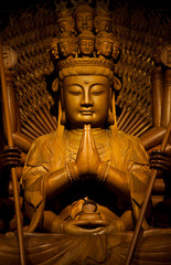 Kuan Yin image of buddha chinese wood art