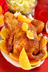 roasted whole chicken with oranges
