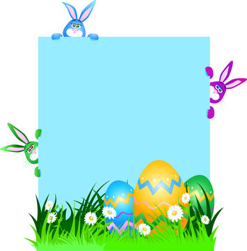 Rabbits and Easter eggs, background