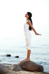 meditation on sand beach