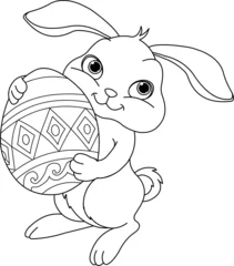 Fotobehang Easter bunny. Coloring page © Anna Velichkovsky