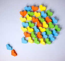 Origami paper hearts