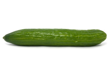 raw green cucumber over a white background