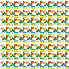 Seamless pattern with stylized tullips