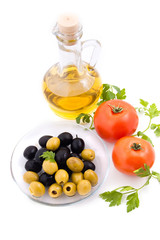 Olive oil, tomatoes and greens