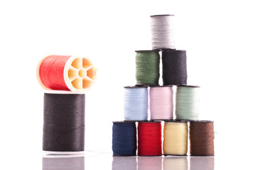 Miniature Sewing Thread Spools Stacked