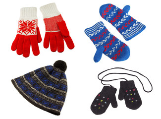 Knitted gloves and hat