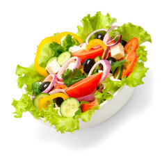 greek salad isolated on white background