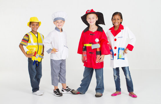 Kids Dressed Up In Career Uniforms