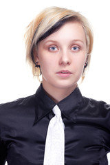 Portrait of a young woman in black shirt