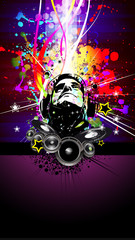 Colorful DJ Disco Flyer with Rainbow Colours