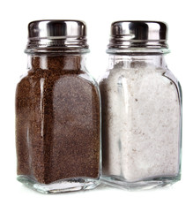 Salt and pepper shaker on a white background