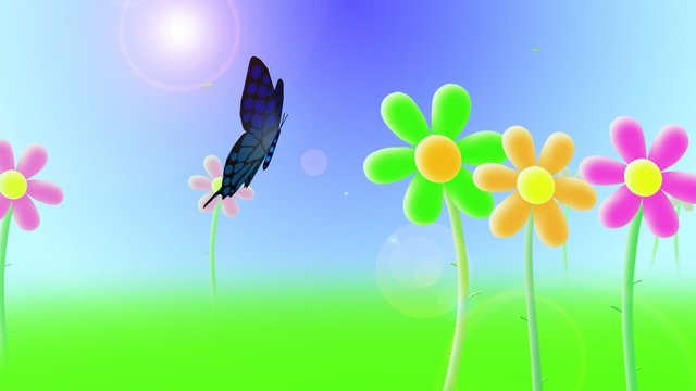 Butterfly flying over flowers HD